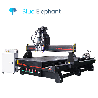 Double Head 4th Axis Rotary Wood Carving Machine with Pneumatic System