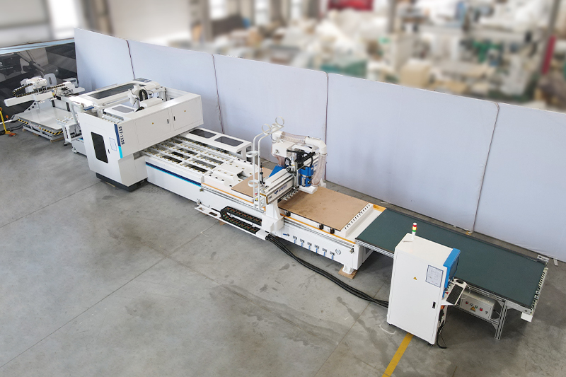ET7 Intelligent Labeling CNC Drilling and Cutting Production Line for Wood Furniture Cabinet Door Design and Making